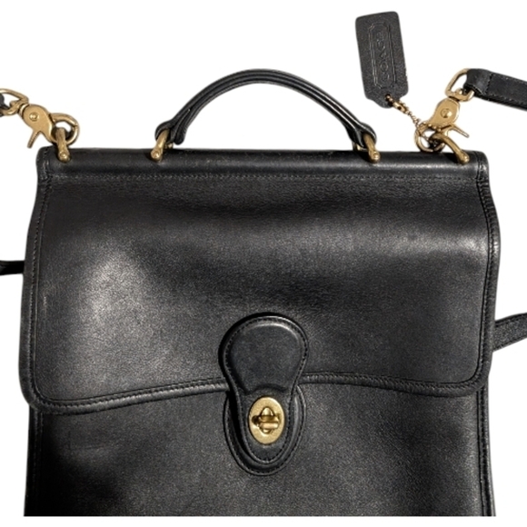 Coach Y2K Vintage Willis Black With Top Handle Brass Hardware Crossbody Bag 9927 - Picture 13 of 13